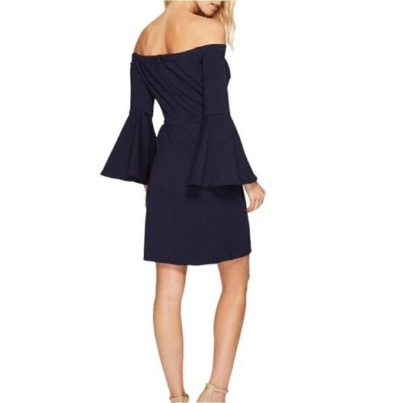 Trina Turk Off the Shoulder Bell Sleeves Black Dress Size 6 - Picture 14 of 15